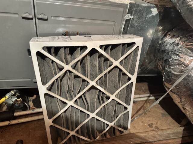 Dirty filter we replaced to increase air flow