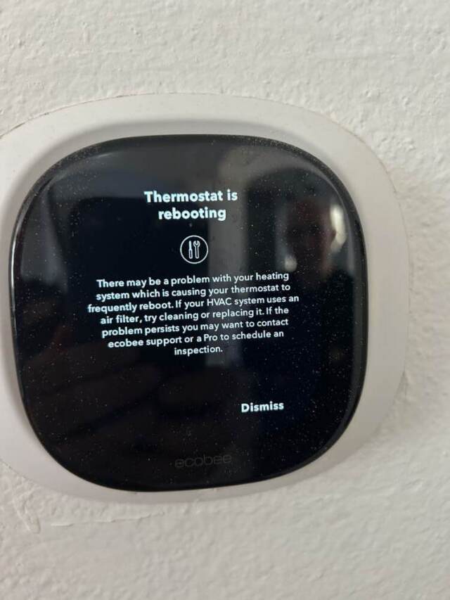 Error message on Ecobee thermostat